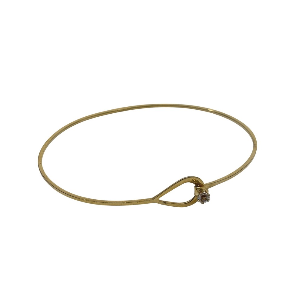 Avon Vintage Gold Tone Rhinestone Teardrop Bypass Bangle Bracelet